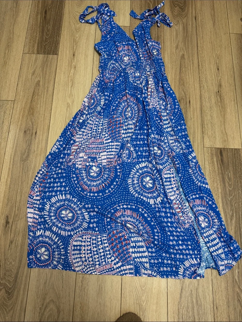 Cupshe NWT S BOHO purplish -Blue Mandala Printed Tie-Shoulder Maxi Dress